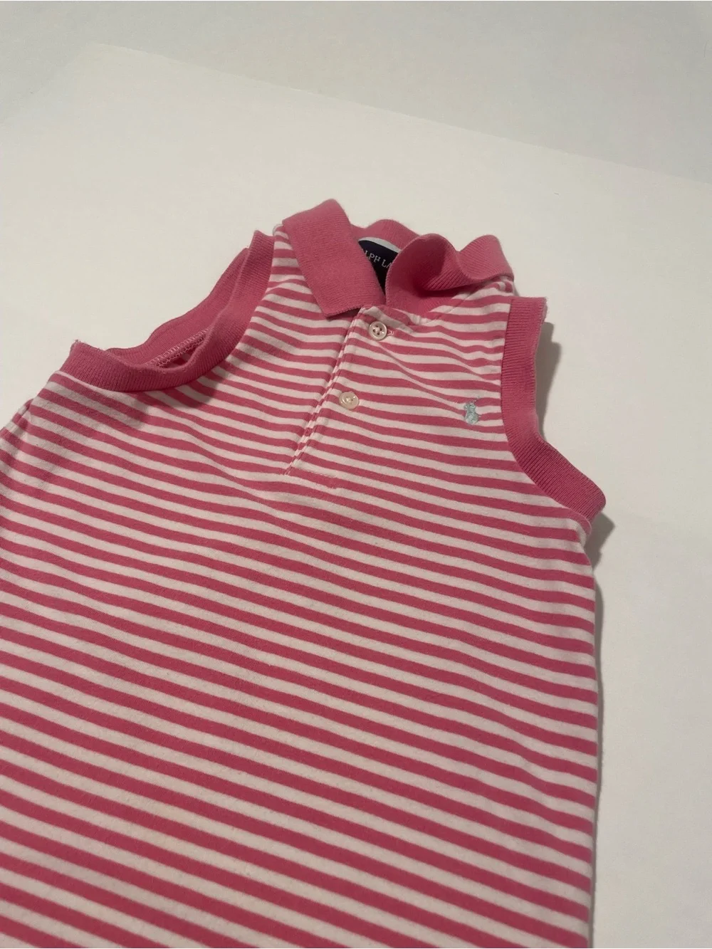 Ralph Lauren Pink & White Striped Polo Dress Preppy Golf Classic Luxury
